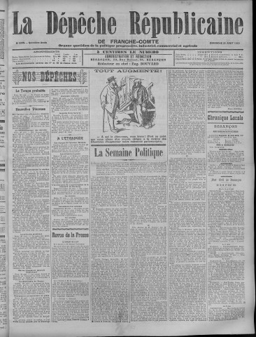 21/08/1910 - La Dépêche républicaine de Franche-Comté [Texte imprimé]