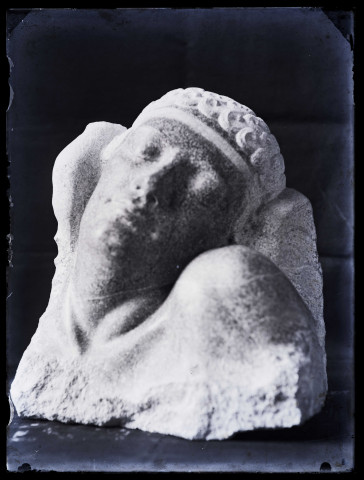 Tête d'Eros photographiée dans l'atelier