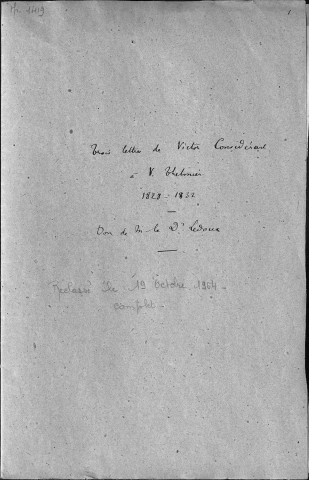 Ms 1419 - Correspondance de Victor Considérant et de J.-B. Considérant (1812-1832)