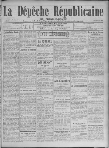 09/04/1908 - La Dépêche républicaine de Franche-Comté [Texte imprimé]