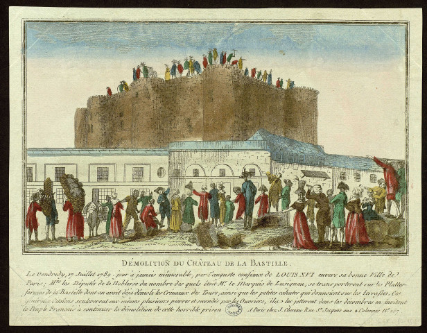 Démolition du Château de la Bastille [estampe] , A Paris : chez J. Chereau Rue st Jacques aux 2 Colonnes, [1789-1799]