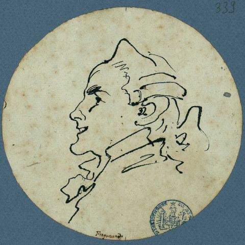Portrait d'homme vu de profil et tourné vers la gauche : caricature / François-André Vincent , [S.l.] : [F. A Vincent], [circa 1774]