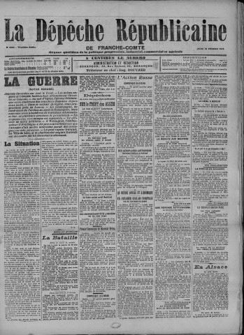 18/02/1915 - La Dépêche républicaine de Franche-Comté [Texte imprimé]