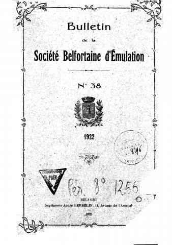 01/01/1922 - Bulletin de la Société belfortaine d'émulation [Texte imprimé]
