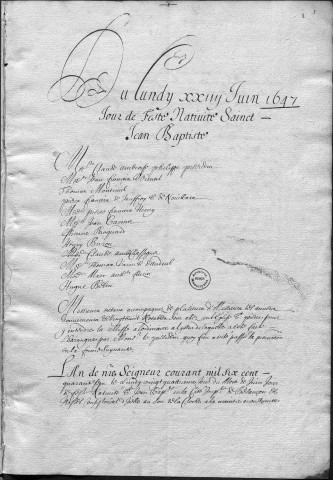 Registre des délibérations municipales 24 juin 1644- 31 mai 1649