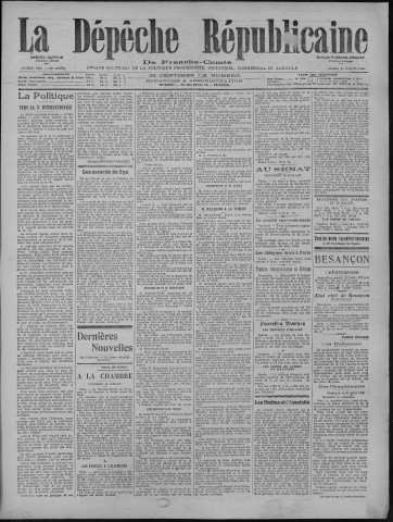 31/07/1920 - La Dépêche républicaine de Franche-Comté [Texte imprimé]