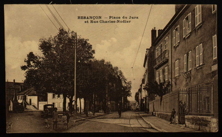 Besançon - Besançon - Place du Jura et Rue Charles-Nodier. [image fixe] , Besançon : Les Editions C. L. B., 1904/1930