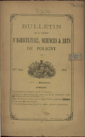 01/01/1892 - Bulletin de la Société d'agriculture, sciences et arts de Poligny [Texte imprimé]