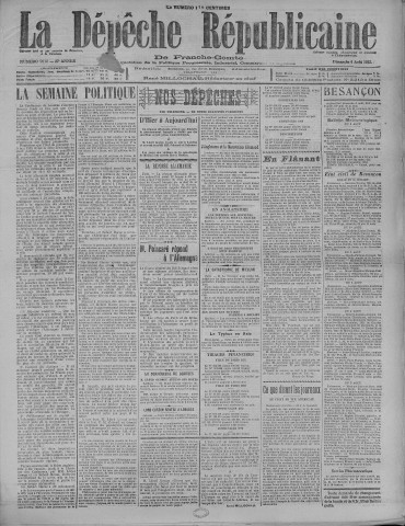 06/08/1922 - La Dépêche républicaine de Franche-Comté [Texte imprimé]