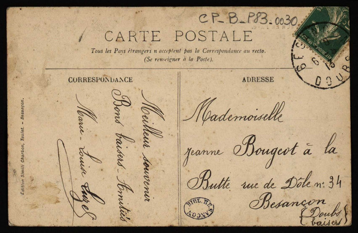 Besançon. La Préfecture (façade sur le Parc) [image fixe] , Besançon : Edition Simili Charbon, Teulet, 1904/1913