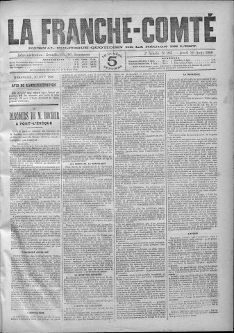 30/08/1888 - La Franche-Comté : journal politique de la région de l'Est