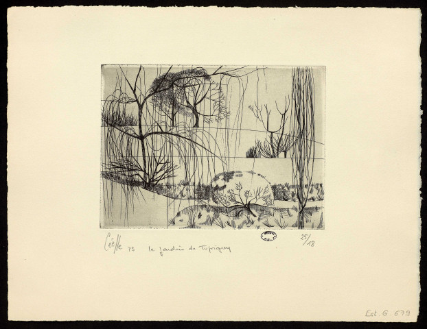 Le jardin de Tupigny [Aisne] [estampe] / Céelle , [Paris] : [Atelier Georges Leblanc], 1973