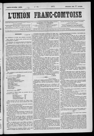 17/01/1877 - L'Union franc-comtoise [Texte imprimé]