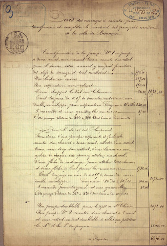 Service des incendies. Matériel et sapeurs-pompiers (1876-1901)