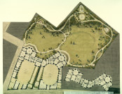 Plan d'ensemble avec le jardin de deux maisons bâties en 1771, pour Messieurs Tassin frères, négociants à Orléans / Pierre-Adrien Pâris , [S.l.] : [P.-A. Pâris], [1771]