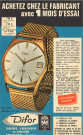 Entreprise d'horlogerie Sarda - Difor à Besançon : carte postale publicitaire pour une montre Difor [années 1960].