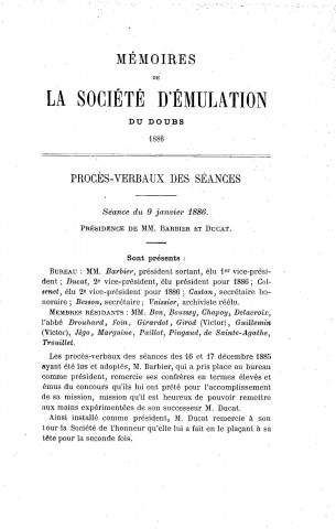 01/01/1886 - Mémoires de la Société d'émulation du Doubs [Texte imprimé]
