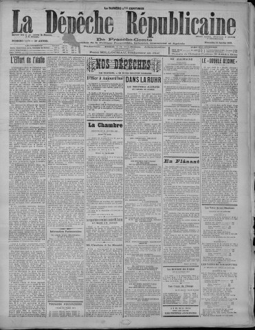 21/01/1923 - La Dépêche républicaine de Franche-Comté [Texte imprimé]