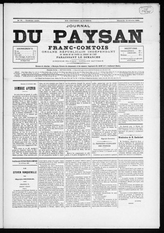 14/02/1886 - Le Paysan franc-comtois : 1884-1887