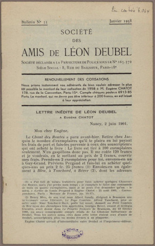 01/1958 - Bulletin / Société des amis de Léon Deubel