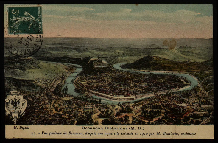 Vue générale de Besançon, d'après une aquarelle exécutée en 1910 par M. Boutterin, architecte [image fixe] , 1904/1913
