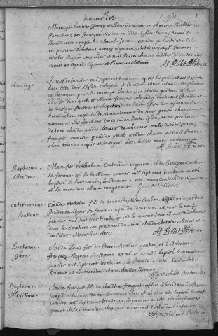 Paroisse Sainte Madeleine : baptêmes (naissances), mariages, sépultures (1er janvier - 25 décembre 1731)