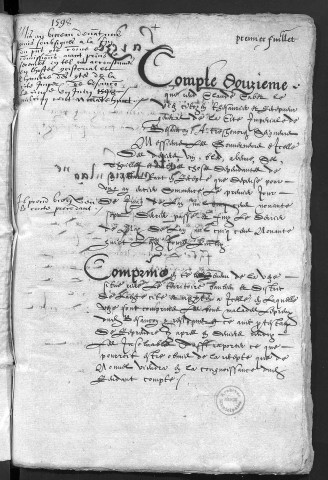 Comptes de la Ville de Besançon, recettes et dépenses, Compte de Claude Cabet (1er juin 1597 - 31 mai 1598)