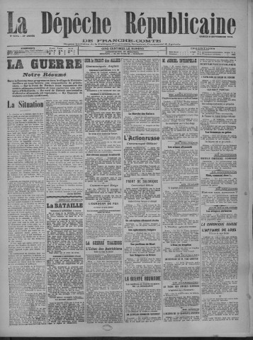 09/09/1916 - La Dépêche républicaine de Franche-Comté [Texte imprimé]