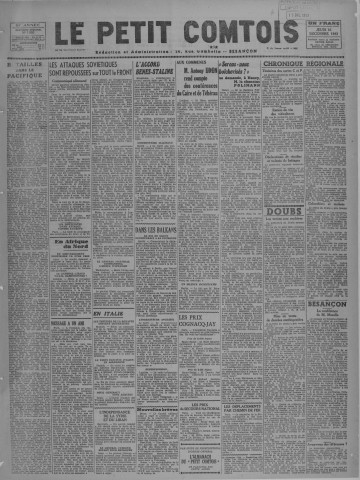 16/12/1943 - Le petit comtois [Texte imprimé] : journal républicain démocratique quotidien