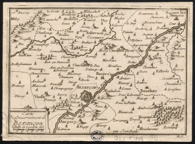 Carte du gouvernement de Besançon. R. D. f. A.D. Perelle sculp. Echelle de 6 quarts de l. [Document cartographique]