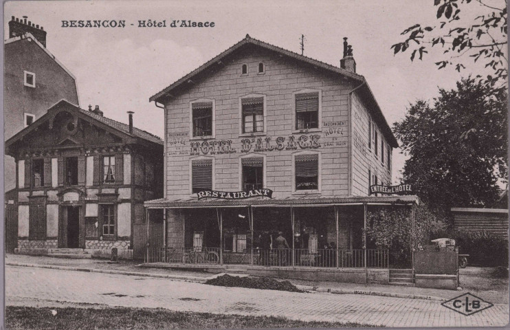 Besançon - Hôtel d'Alsace (ancien hôtel du Chat Noir) [image fixe] , Besançon : C. L. B dans un losange, 1914/1930