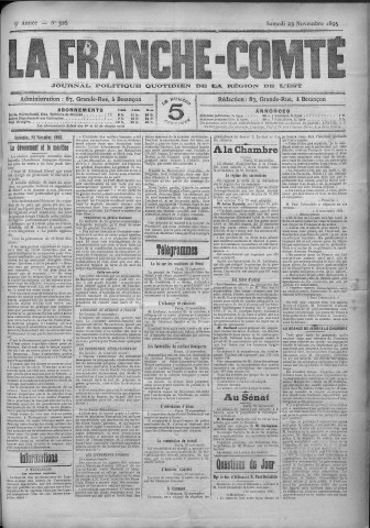 23/11/1895 - La Franche-Comté : journal politique de la région de l'Est