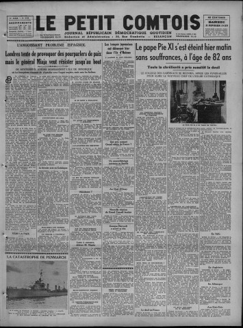 11/02/1939 - Le petit comtois [Texte imprimé] : journal républicain démocratique quotidien