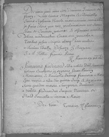 Paroisse Saint Maurice : double des baptêmes (naissances), mariages, sépultures (décès) (9 avril 1697 - 18 août 1708)