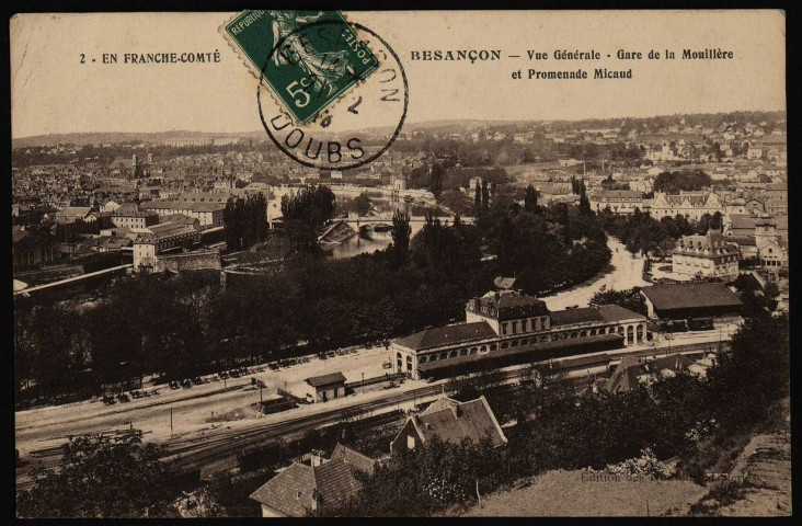 Besançon - Vue Générale - Gare de la Mouillère et Promenade Micaud [image fixe] , Besançon : Nouvelles Galeries, 1904/1930