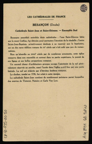 Besançon. - CATHEDRALE SAINT-JEAN & SAINT-ETIENNE (Ensemble Sud) [image fixe] , Besançon, 1904/1930