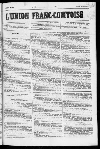 22/03/1851 - L'Union franc-comtoise [Texte imprimé]