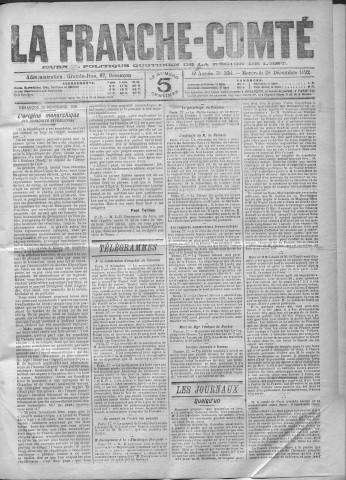 28/12/1892 - La Franche-Comté : journal politique de la région de l'Est