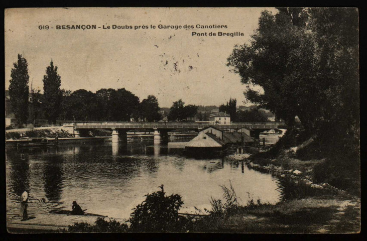 Besançon - Le Doubs prés le Garage des Canotiers. Pont de Bregille [image fixe] , 1904/1906