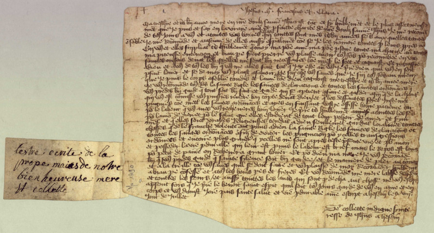 Ms 1490-1491 - Documents concernant sainte Colette et les Clarisses de Besançon