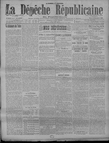 13/11/1923 - La Dépêche républicaine de Franche-Comté [Texte imprimé]