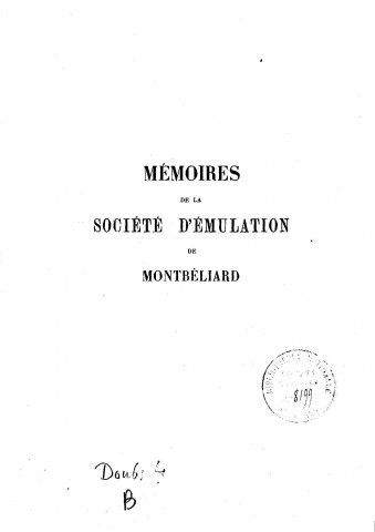 01/01/1922-1923 - Mémoires de la Société d'émulation de Montbéliard [Texte imprimé]