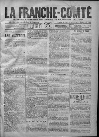 11/09/1887 - La Franche-Comté : journal politique de la région de l'Est