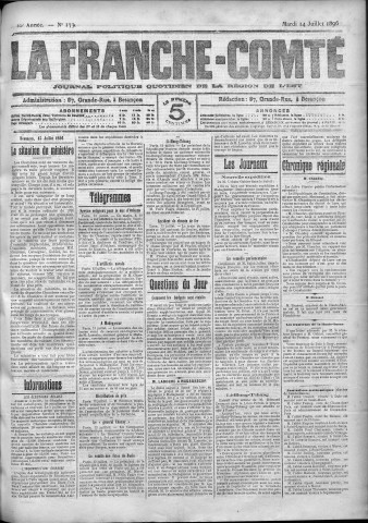 14/07/1896 - La Franche-Comté : journal politique de la région de l'Est