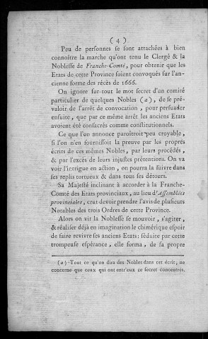 L'Observateur. Notices curieuses et intéressantes de ce qui a précédé, accompagné et terminé les Etats de Franche-Comté, tenus à Besançon, le 26 novembre 1788, par un historien fidel [sic] & impartial