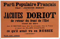 Jacques Doriot de retour du Front de l'Est.., affiche