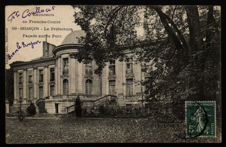 Besançon. La Préfecture. Façade sur le Parc [image fixe] , Besançon : Teulet, 1904/1908