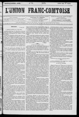 27/03/1879 - L'Union franc-comtoise [Texte imprimé]