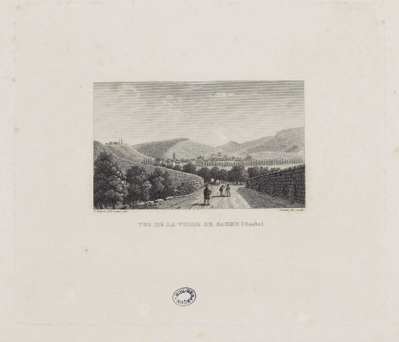 Vue de la ville de Baume (Doubs) [estampe] / Couché fils sculp.  ; J. Faivre d'Esnans, del. , [S.l.] : [s.n.], [1800-1899]