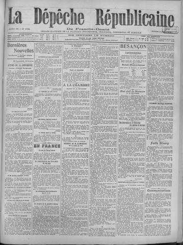26/09/1919 - La Dépêche républicaine de Franche-Comté [Texte imprimé]